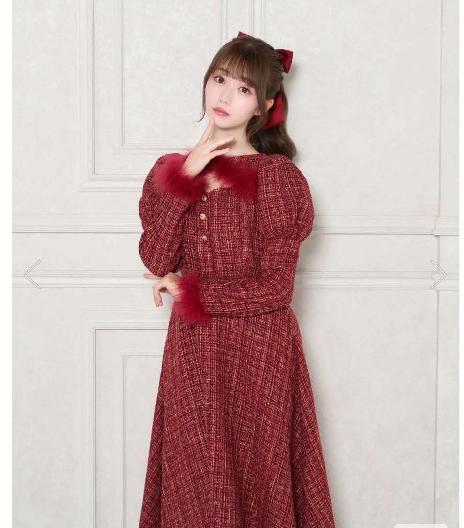 Tweed holiday dress　Rosé Muse