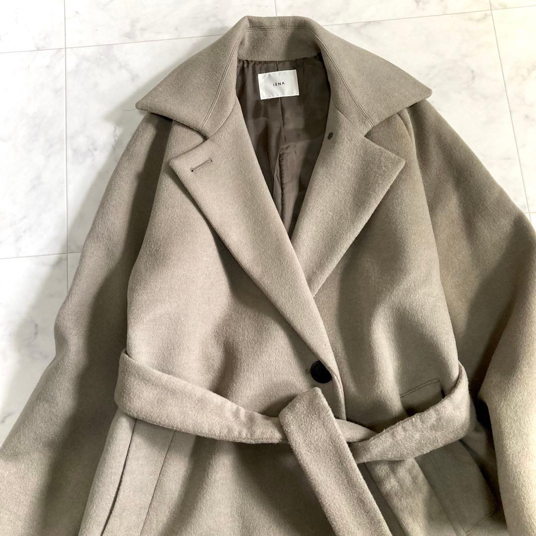 IENA 21AW ウールベルテッドコート モカ