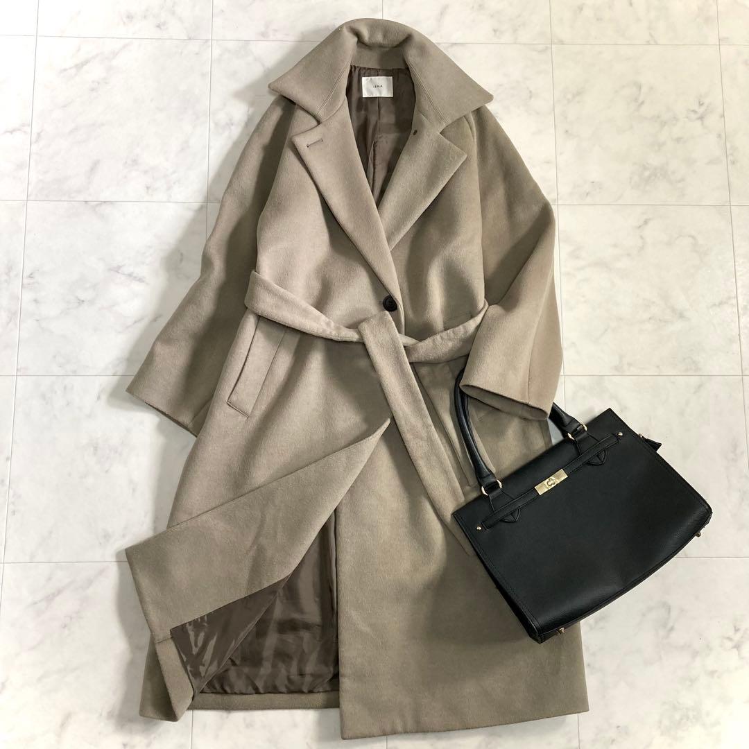 IENA 21AW ウールベルテッドコート モカ