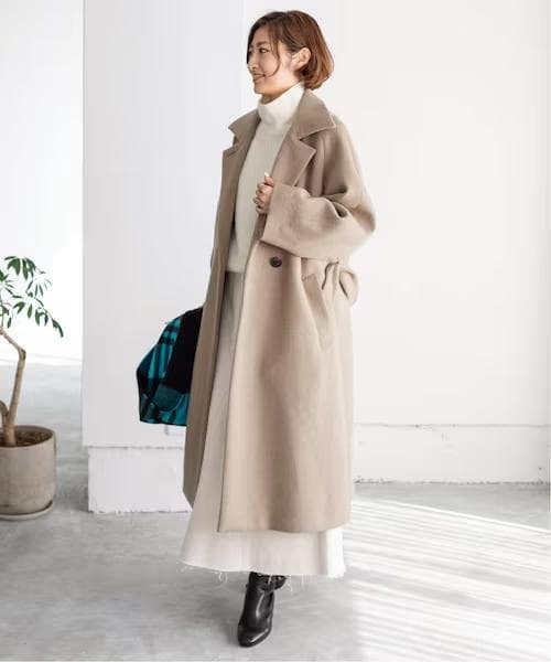 IENA 21AW ウールベルテッドコート モカ