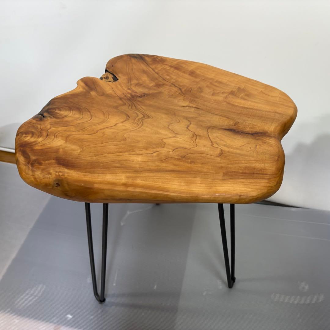 天然木　一枚板　サイドテーブル　コーヒーテーブル　アイアン
