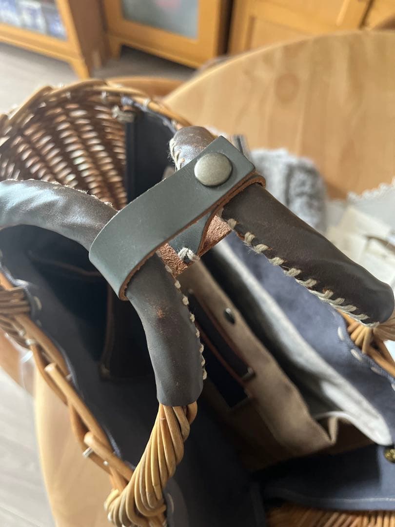 ebagos 「マルシェ」ブライドルレザー×紅籐GREY（定番トート） エバゴス