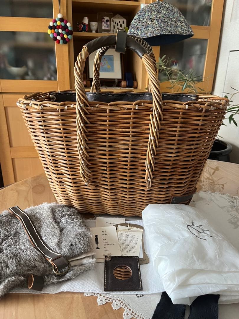 ebagos 「マルシェ」ブライドルレザー×紅籐GREY（定番トート） エバゴス