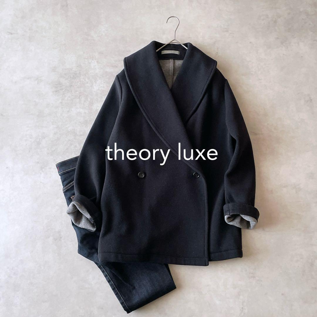 セオリーリュクス ダブルフェイス ウール ニットコート アウター 黒