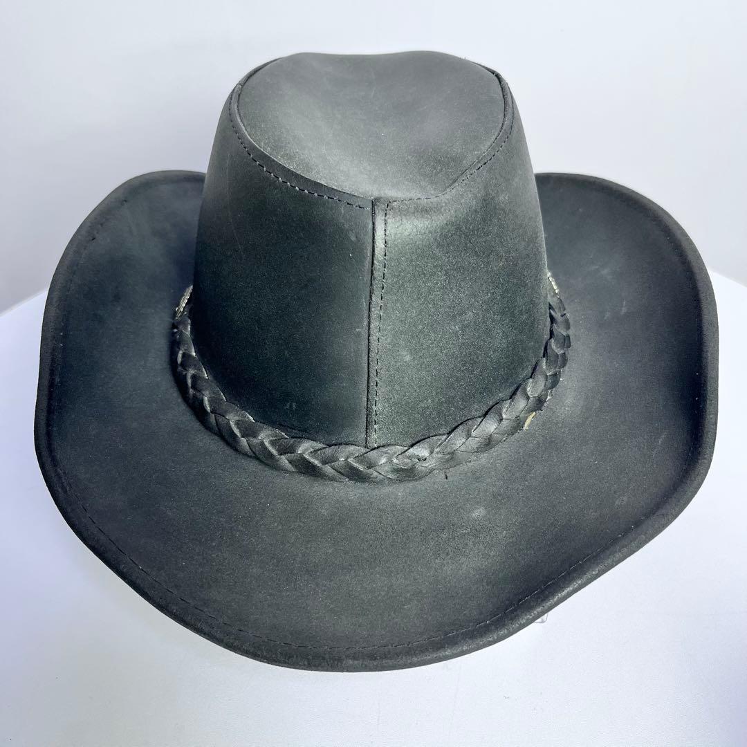 明太子♪美品✨HENSCHEL ウエスタンハット ブラック メタルコンチョ