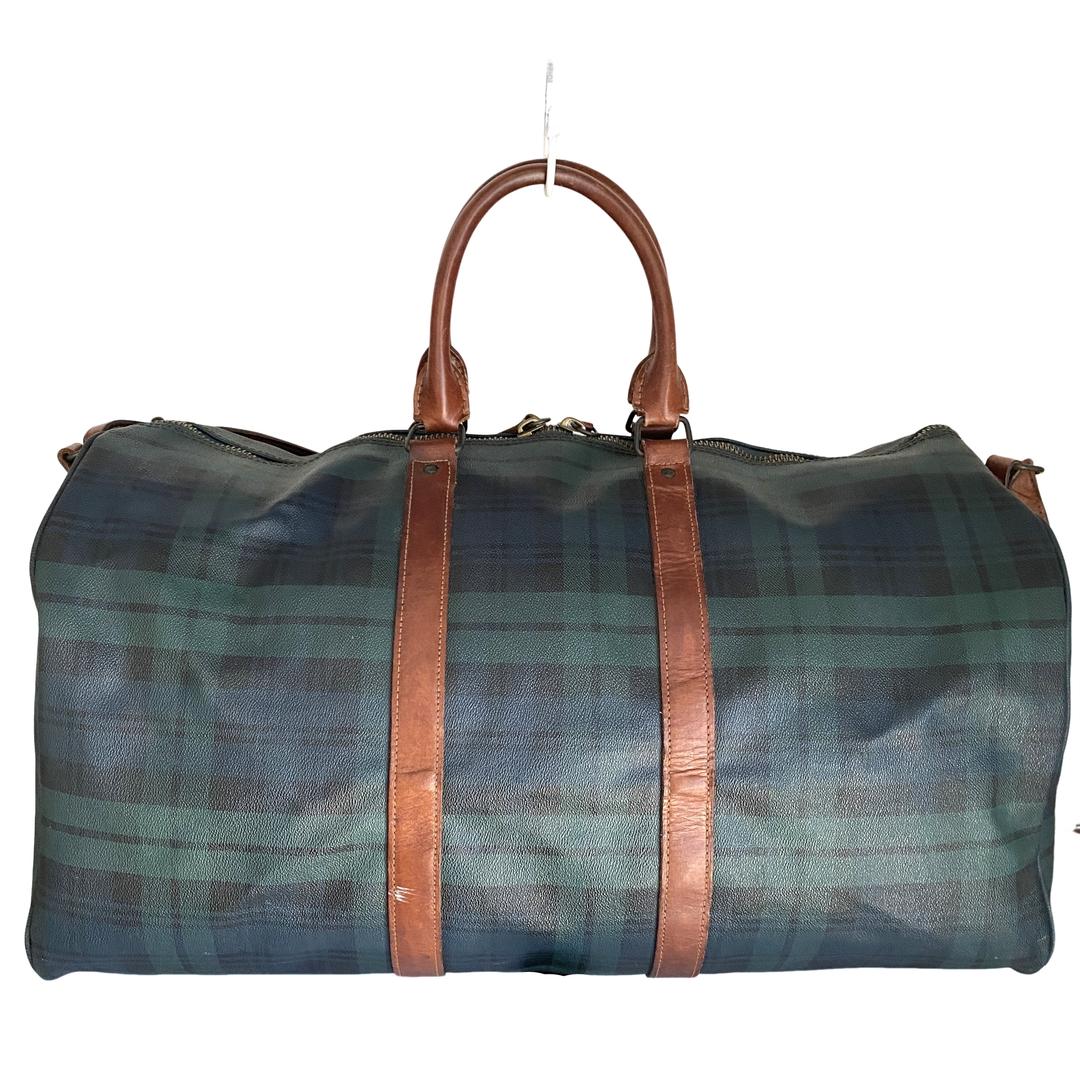 専用　【ヴィンテージ】ラルフローレン　レザー　ボストンバッグ　　グリーンチェック