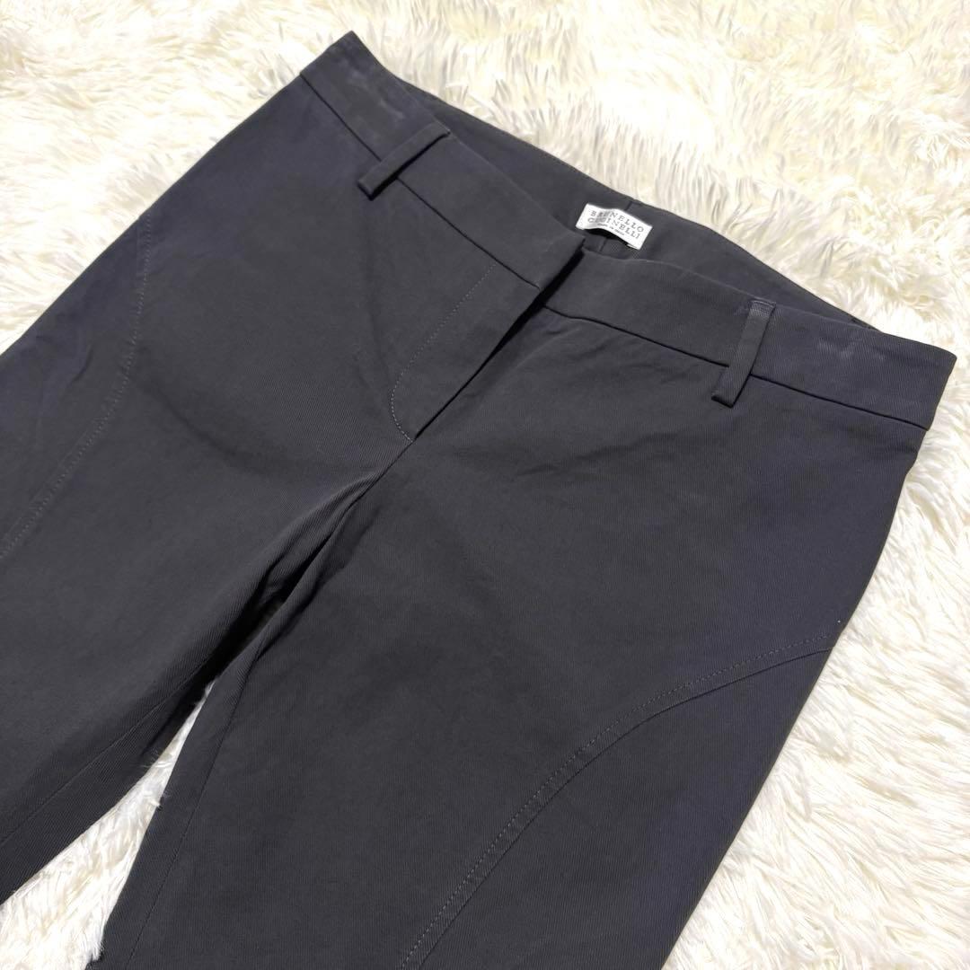 美品 ブルネロクチネリ ストレッチスリムパンツ 濃灰 42 L位 イタリア製