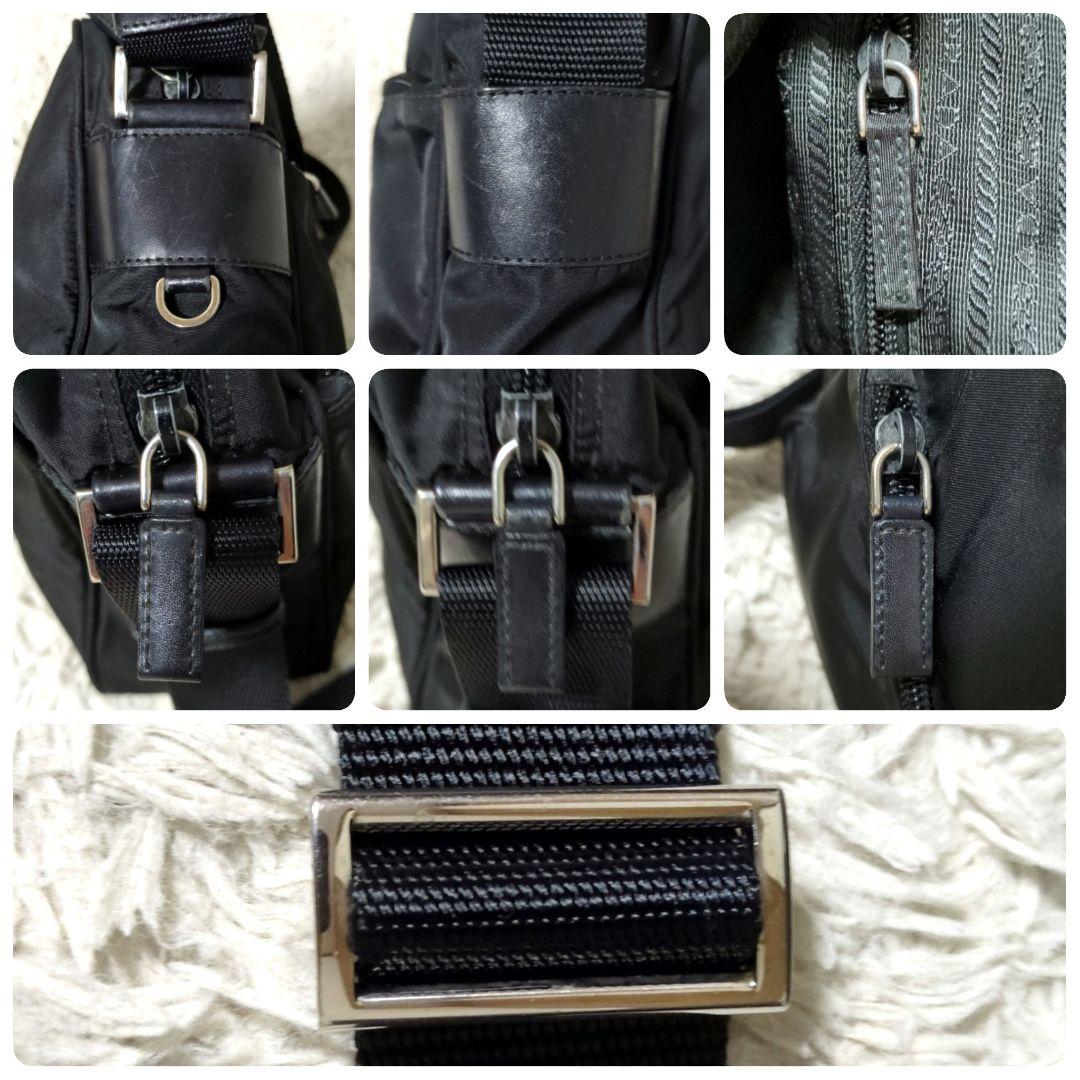 近年モデル PRADA テスートナイロン 三角プレート カメラバッグ ブラック