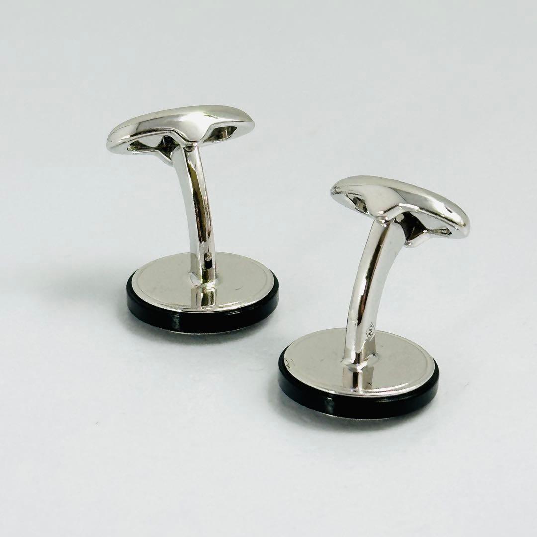 美品　Dunhill　ラウンドトップ　ロゴ　カフリンクス　シルバー