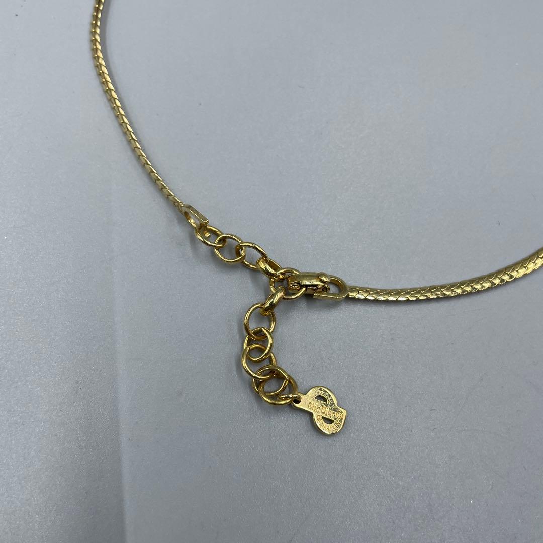 27 訳ありクリスチャンディオール　グリーンストーン付きネックレス