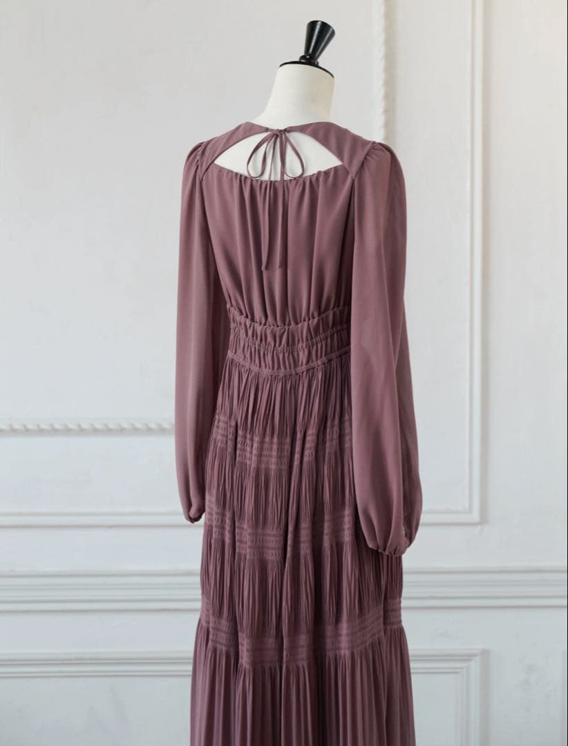 k様　Majolica Pleated Chiffon Long Dress