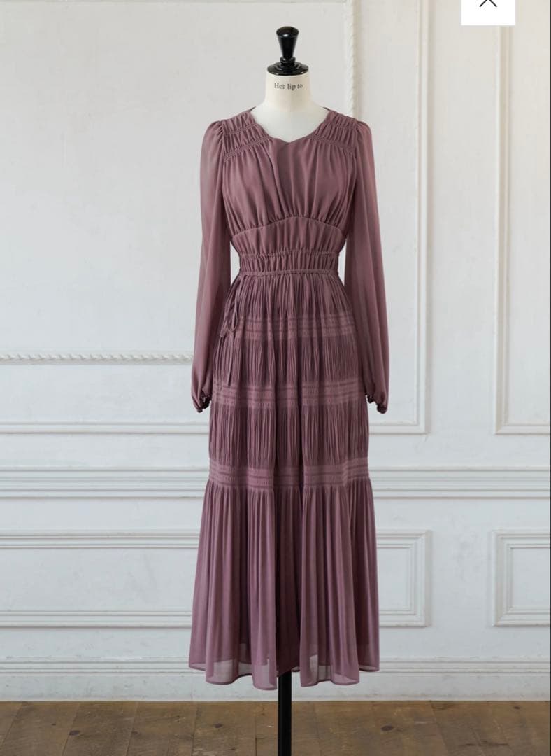 k様　Majolica Pleated Chiffon Long Dress