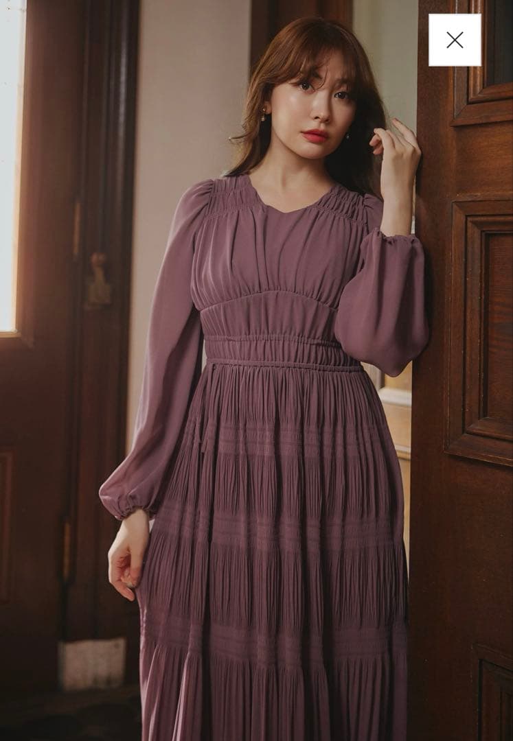 k様　Majolica Pleated Chiffon Long Dress