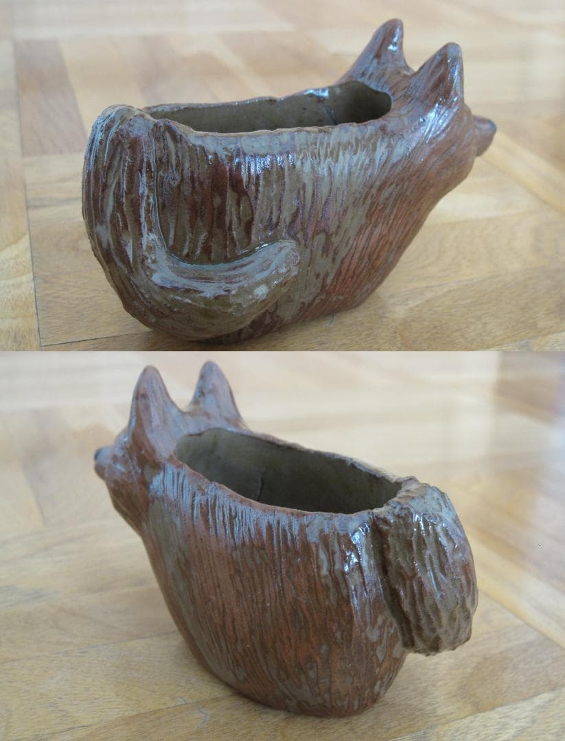 タカノミヤ キツネ 動物 陶器 置物 花器 インテリア 容