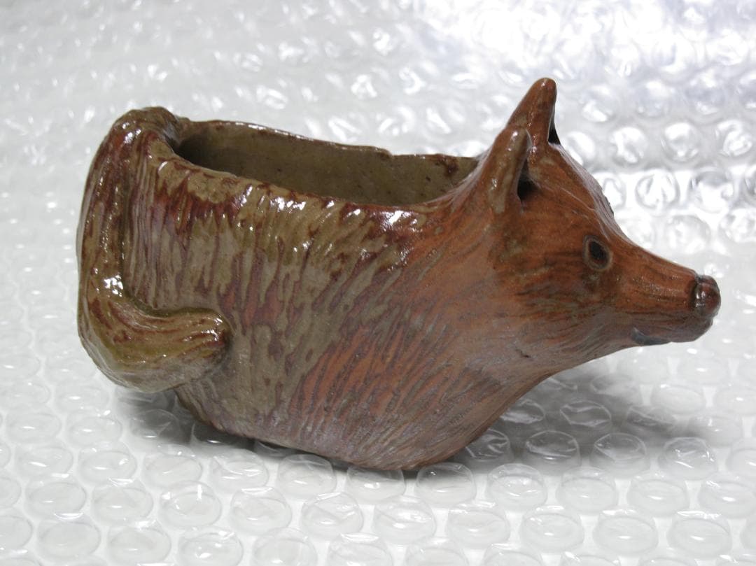 タカノミヤ キツネ 動物 陶器 置物 花器 インテリア 容