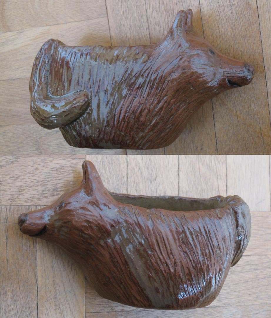 タカノミヤ キツネ 動物 陶器 置物 花器 インテリア 容