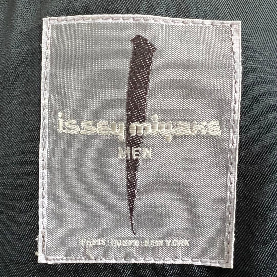 イッセイミヤケメン　80s　筆タグ　ウール　ノーカラージャケット　グリーン　M