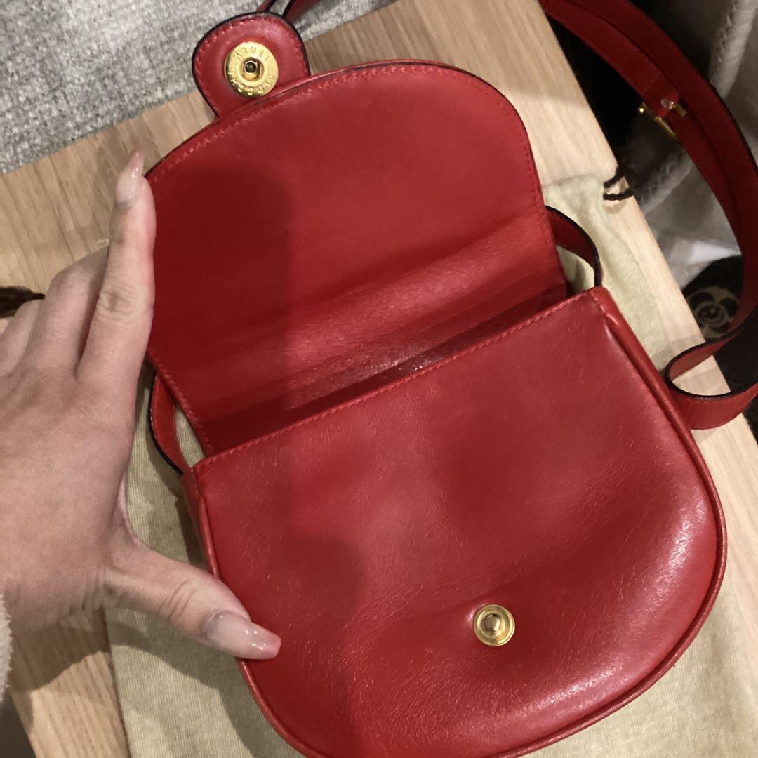 CELINE レザー ショルダーバッグ レッド