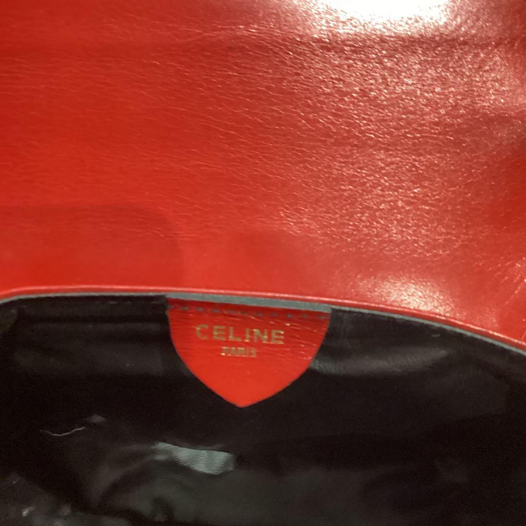 CELINE レザー ショルダーバッグ レッド