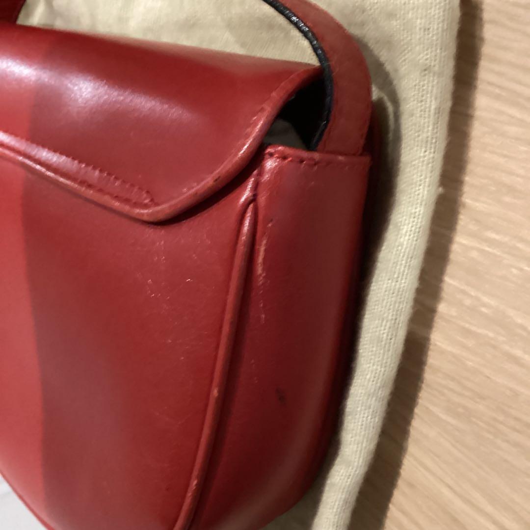 CELINE レザー ショルダーバッグ レッド