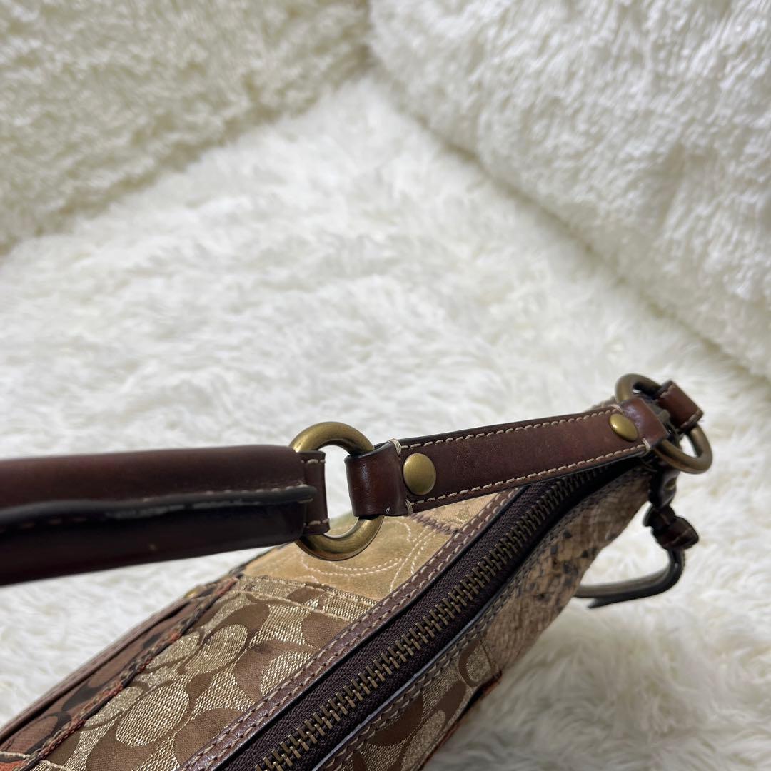 希少 COACH シグネチャー　レオパード　パッチワーク　ショルダーバッグ