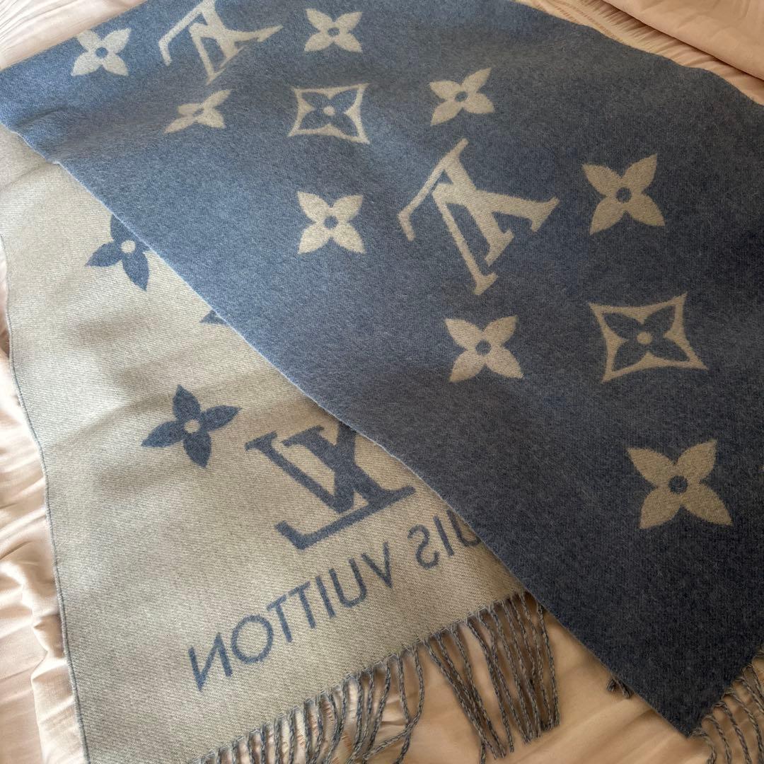 ルイヴィトン マフラー レイキャビック ライトブルー×グレーM75704