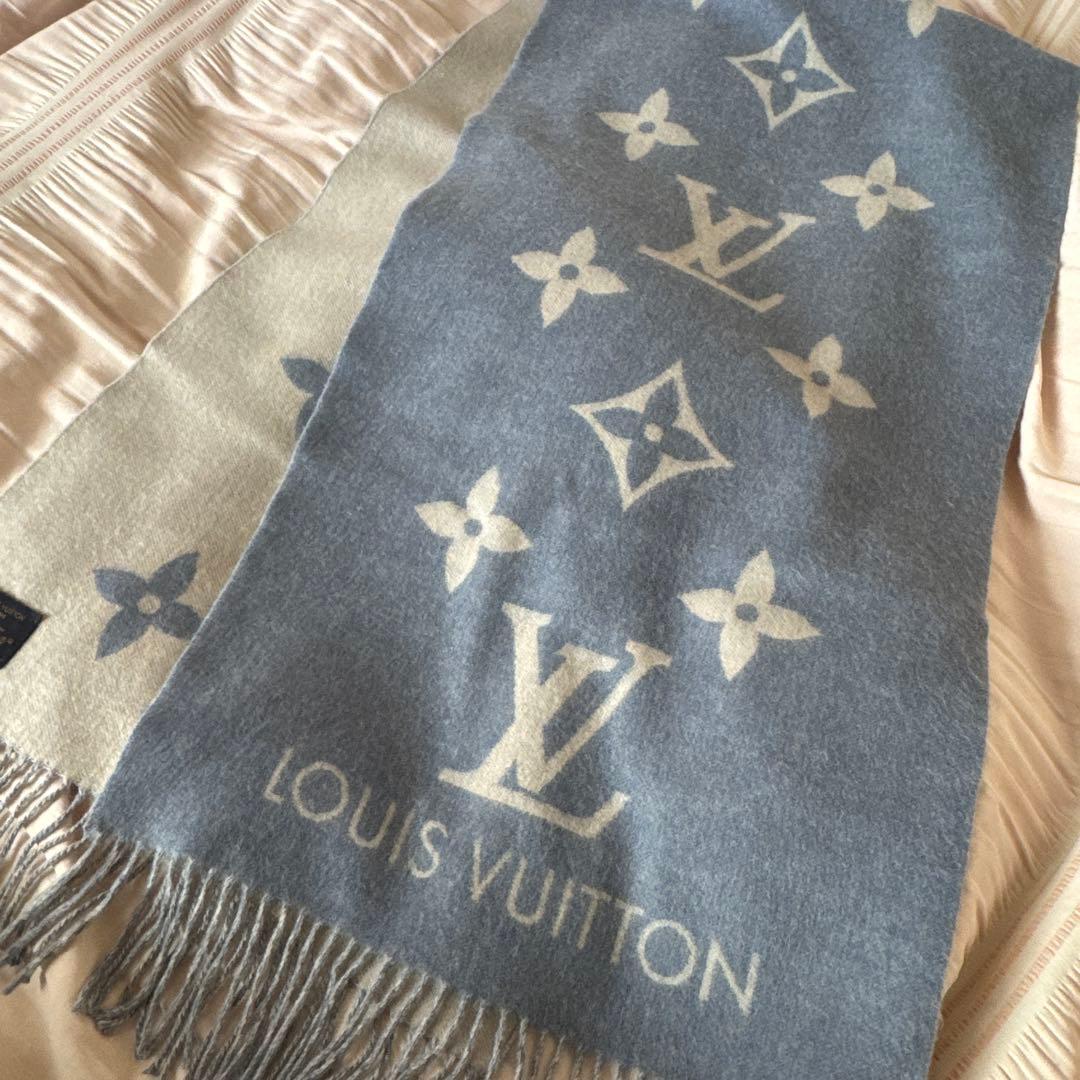 ルイヴィトン マフラー レイキャビック ライトブルー×グレーM75704