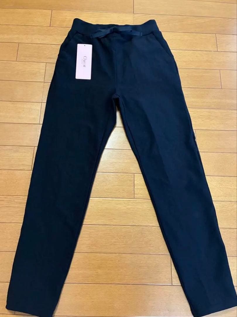 chacott 裏起毛テーパードパンツ(ブラック-M)