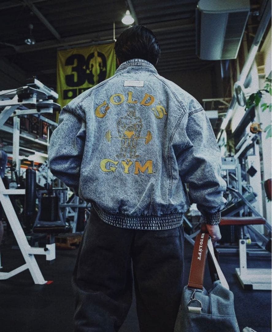 XL LÝFT GOLD'S GYM OVERSIZE DENIM JACKET