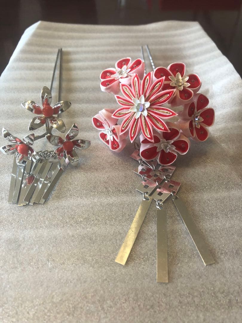 【7点セット！】アンティーク　七五三 かんざし・扇子・はこせこセット　骨董　昭和