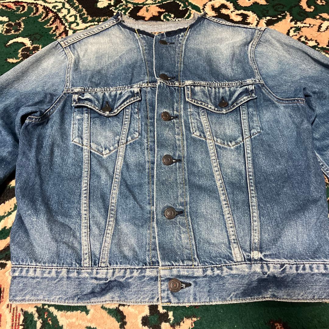 Whim Gazette ウィムガゼット　ノーカラー デニムジャケット　Gジャン