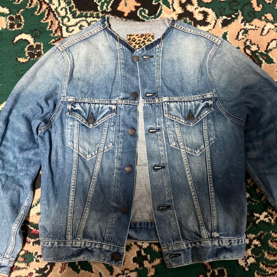 Whim Gazette ウィムガゼット　ノーカラー デニムジャケット　Gジャン