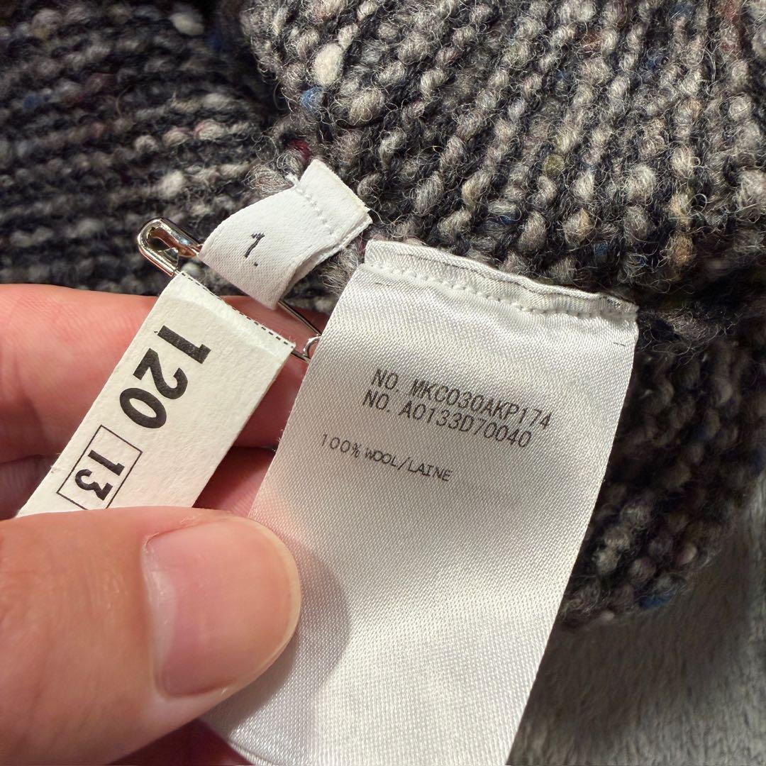 トムブラウン　4bar カーディガン　厚手　ボーダー　グレー　ウール　1サイズ