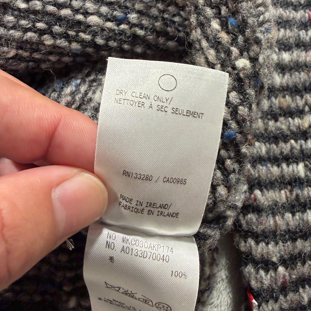 トムブラウン　4bar カーディガン　厚手　ボーダー　グレー　ウール　1サイズ