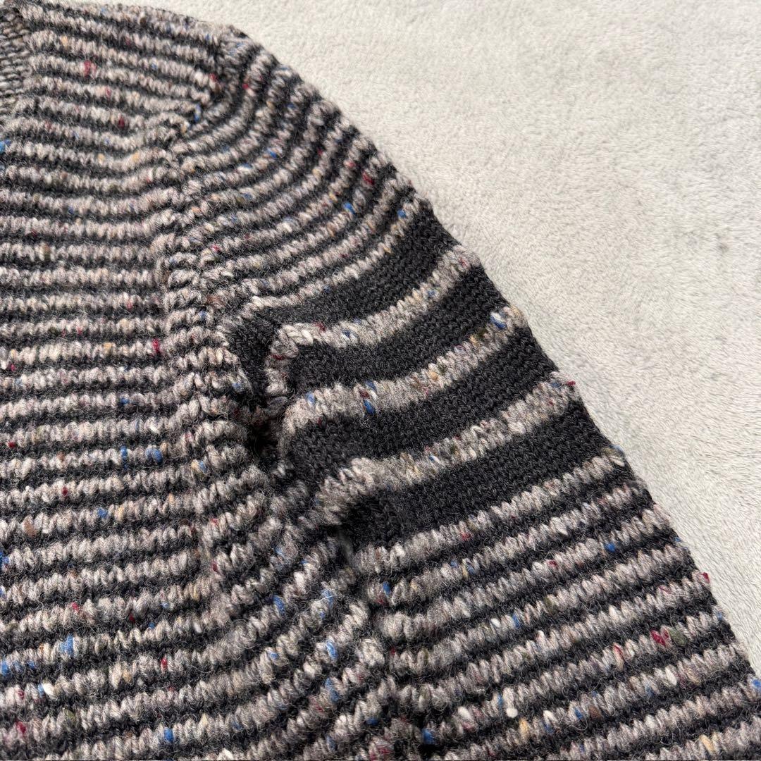 トムブラウン　4bar カーディガン　厚手　ボーダー　グレー　ウール　1サイズ