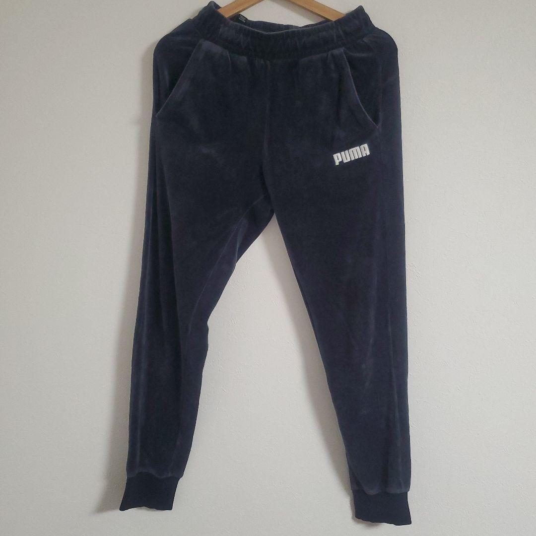 PUMAプーマ ベロア セットアップ 刺繍ロゴ XS 深緑