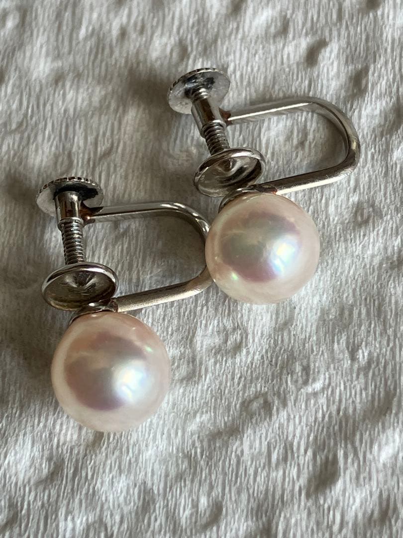 PT850 本真珠ピアス　薄ピンク　美品