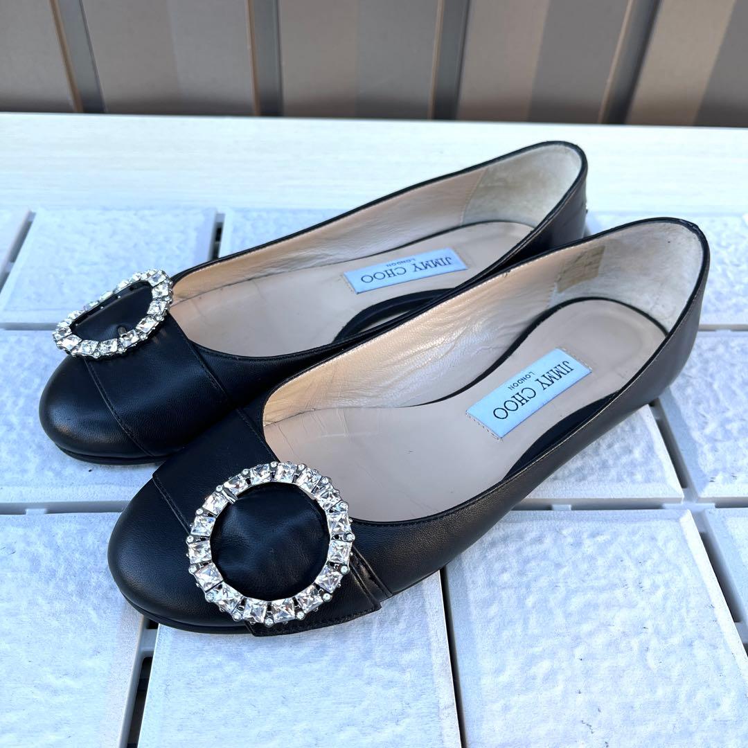 訳あり 37.5 JIMMY CHOO フラット　パンプス　ぺたんこ　24.5