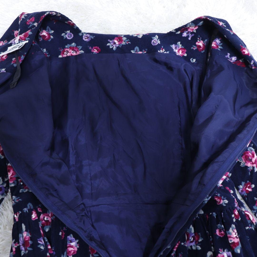 美品ローラアシュレイ　コーデュロイ　フラワー　ロングワンピース　9号