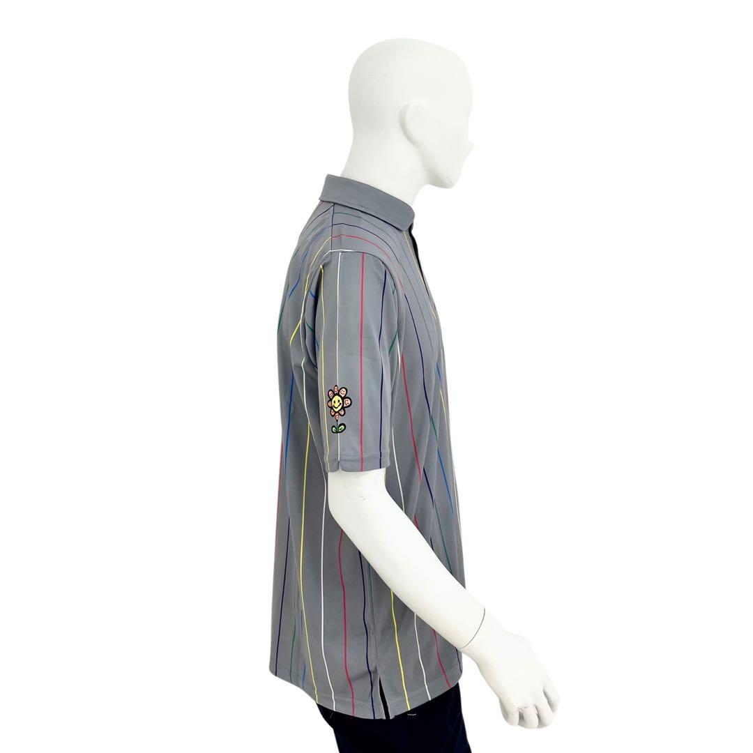 エリートグリップ　ラフウォーター　ポロシャツ　ストライプ　グレー　Lサイズ