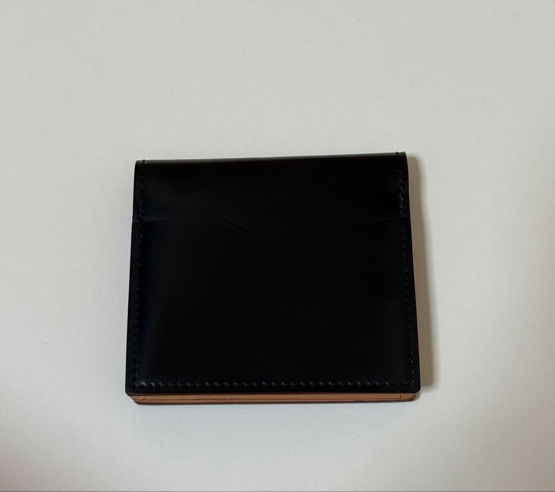 【美品】GANZO コードバン BOX小銭入れ付きコンパクト札入れ　ネイビー