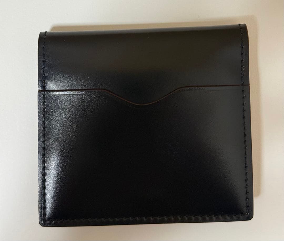 【美品】GANZO コードバン BOX小銭入れ付きコンパクト札入れ　ネイビー