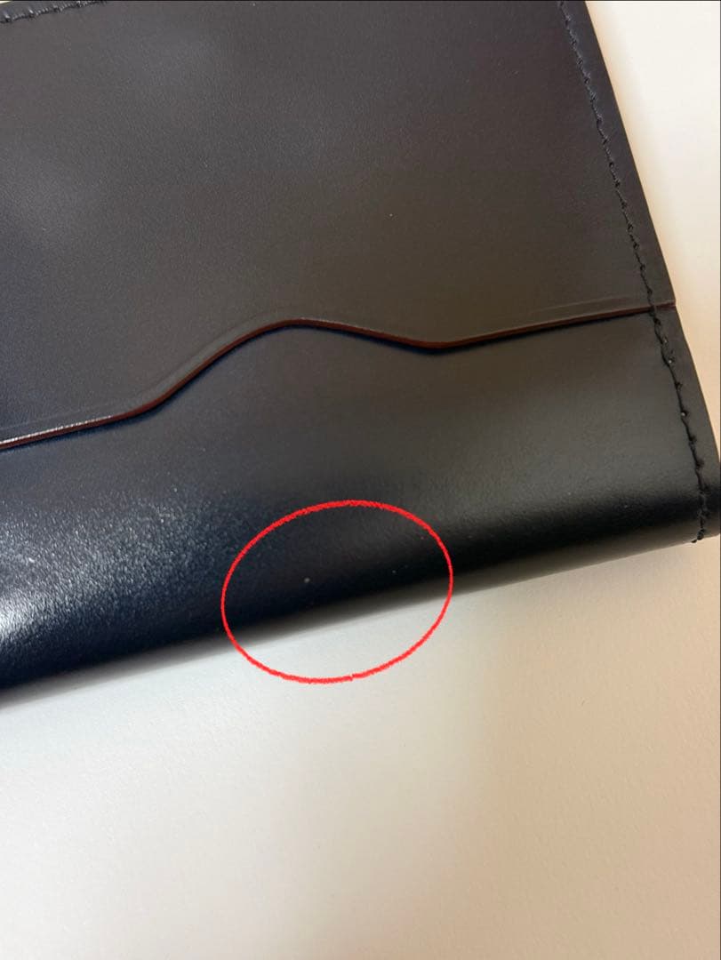 【美品】GANZO コードバン BOX小銭入れ付きコンパクト札入れ　ネイビー