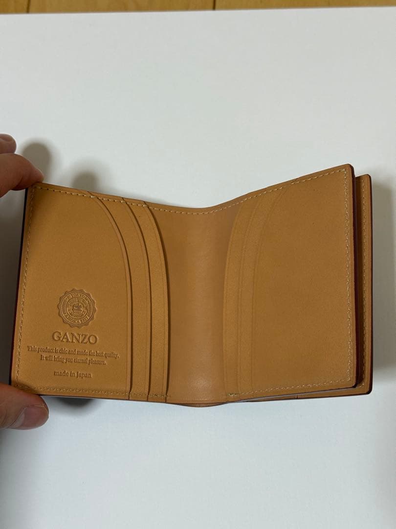 【美品】GANZO コードバン BOX小銭入れ付きコンパクト札入れ　ネイビー