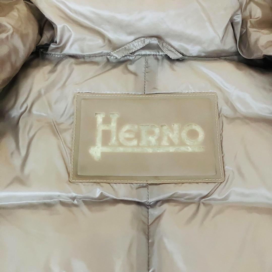 【極美品】ヘルノ ダウンベスト フード ゴールド金具 プレート 42 洗える