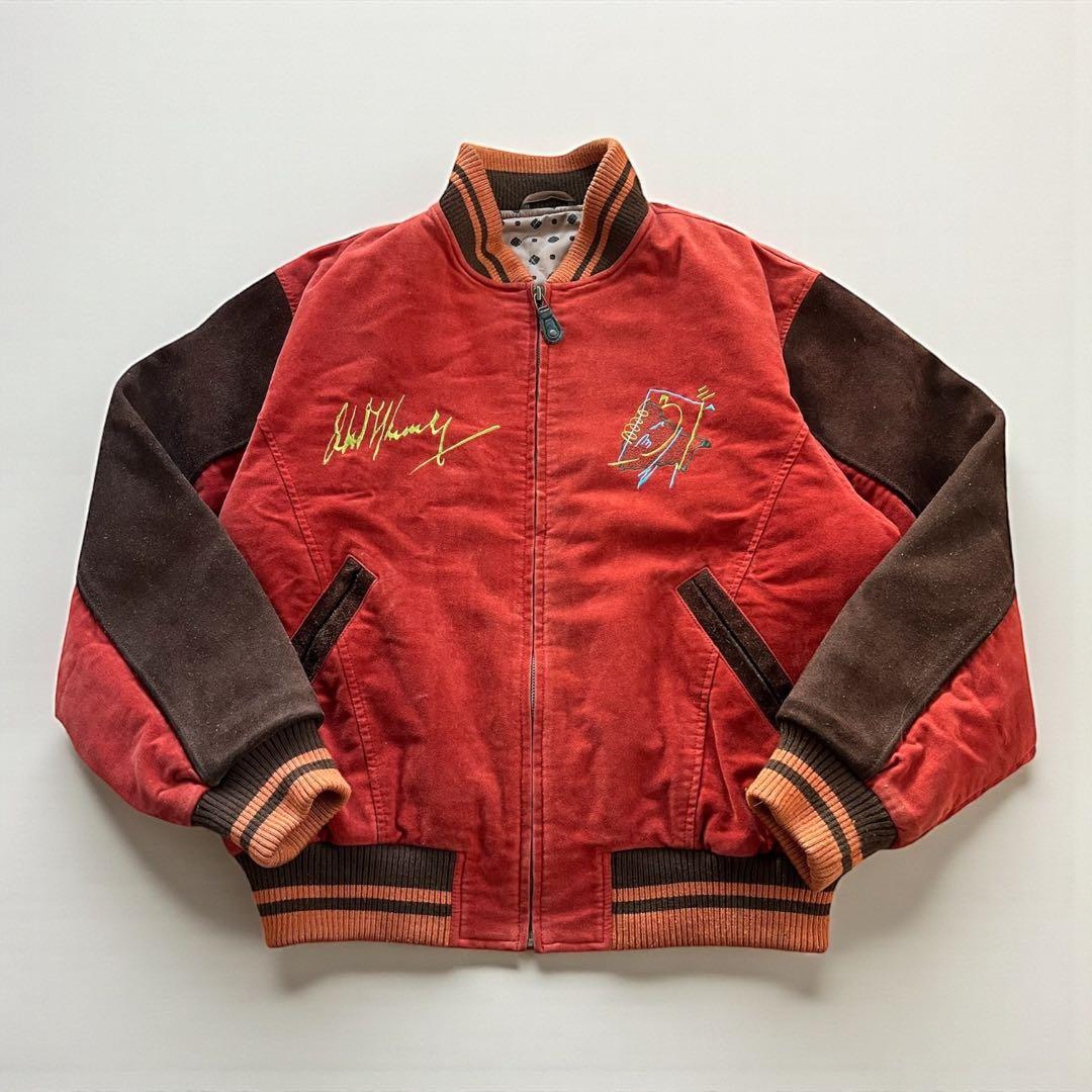 PASHU SHIN HOSOKAWA 80's ベロア 牛革スタジャン 短丈