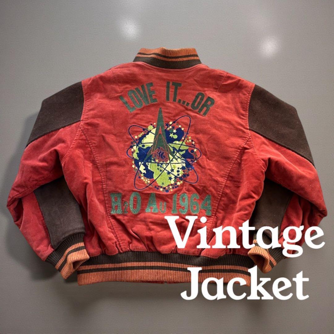 PASHU SHIN HOSOKAWA 80's ベロア 牛革スタジャン 短丈