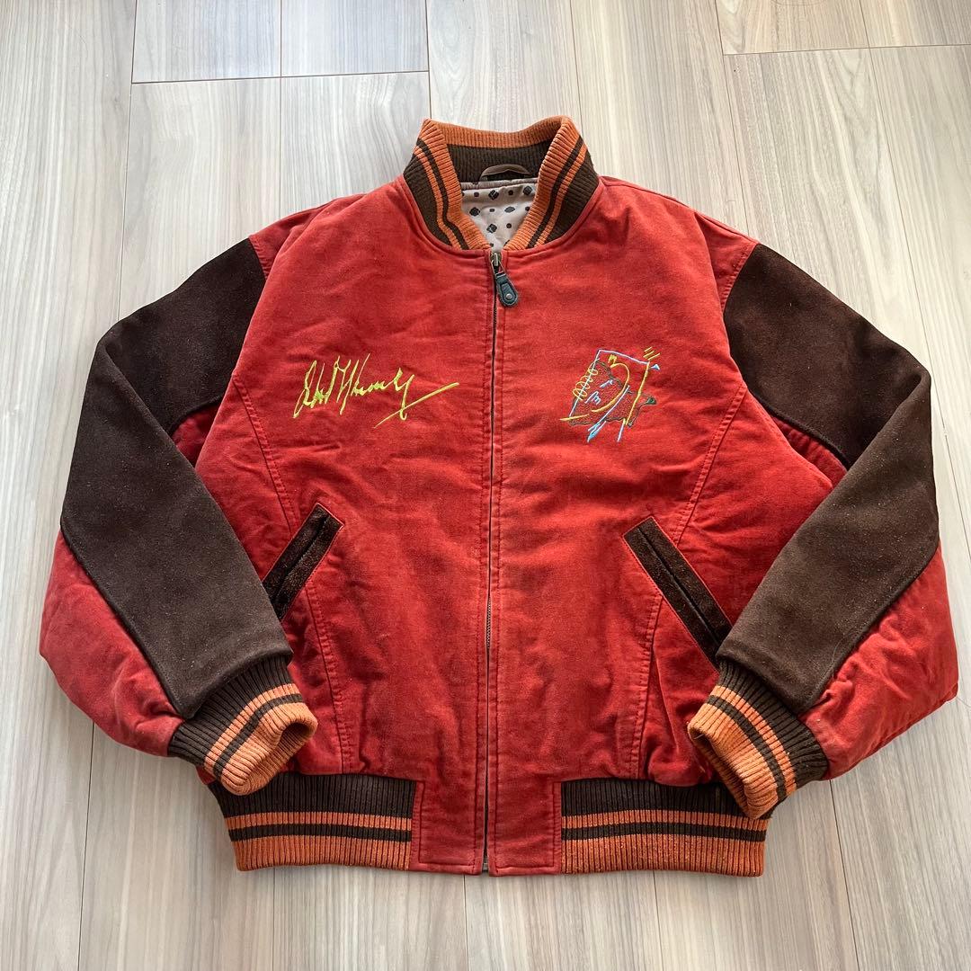 PASHU SHIN HOSOKAWA 80's ベロア 牛革スタジャン 短丈