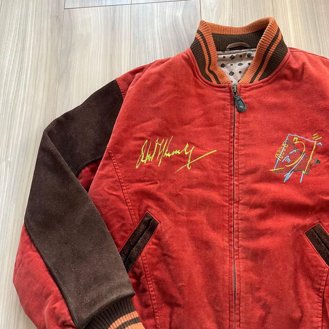 PASHU SHIN HOSOKAWA 80's ベロア 牛革スタジャン 短丈