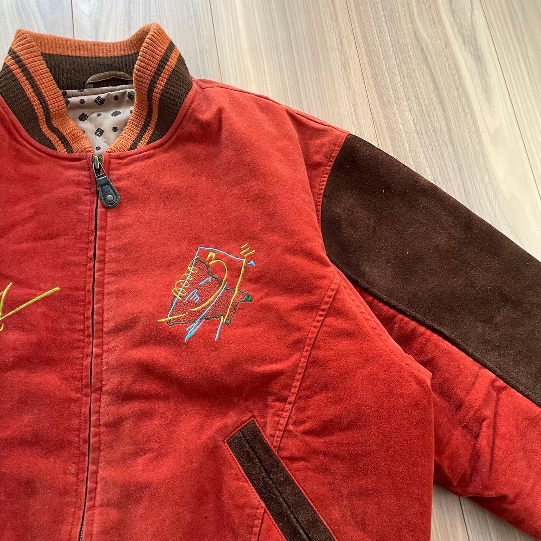 PASHU SHIN HOSOKAWA 80's ベロア 牛革スタジャン 短丈